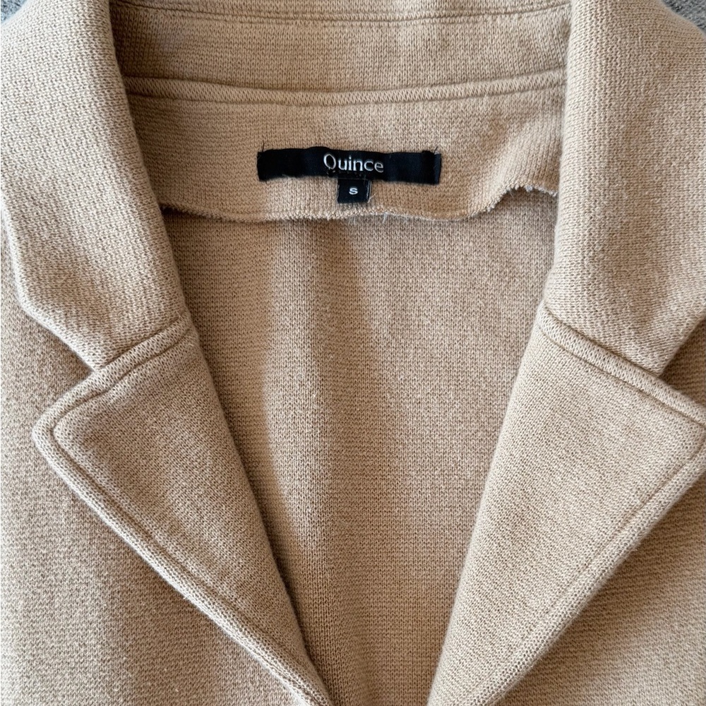 Quince Women’s Tan Cotton Knit Open Front Sweater Blazer Small - Picture 3 of 7